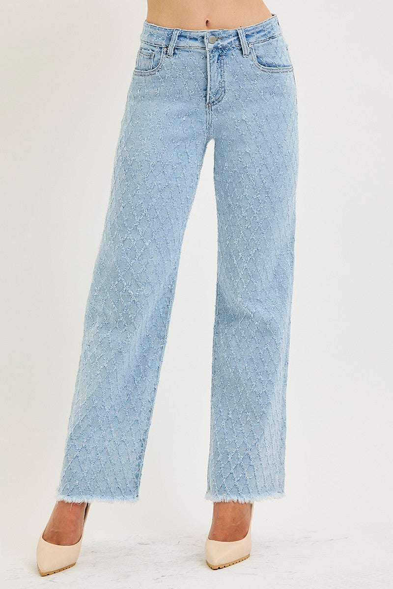 TUMMY CONTORL HIGH RISE ANKLE STRAIGHT TEXTURED JEAN