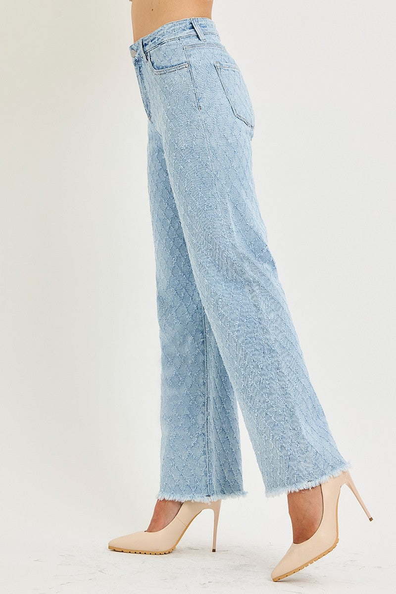 TUMMY CONTORL HIGH RISE ANKLE STRAIGHT TEXTURED JEAN
