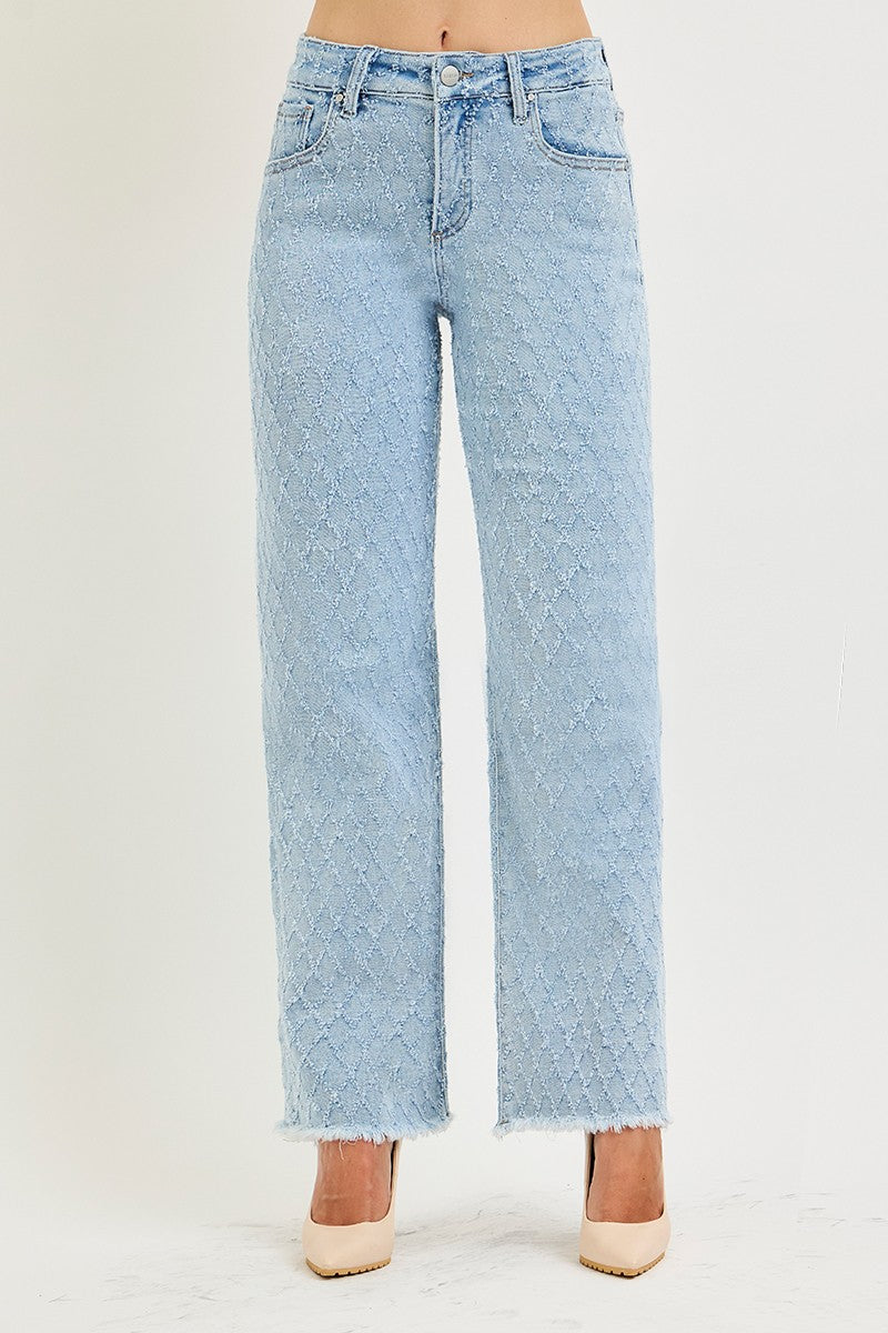 TUMMY CONTORL HIGH RISE ANKLE STRAIGHT TEXTURED JEAN