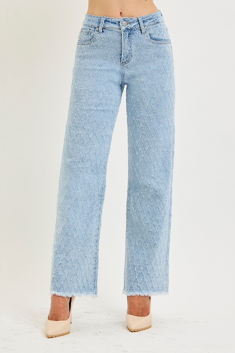 TUMMY CONTORL HIGH RISE ANKLE STRAIGHT TEXTURED JEAN