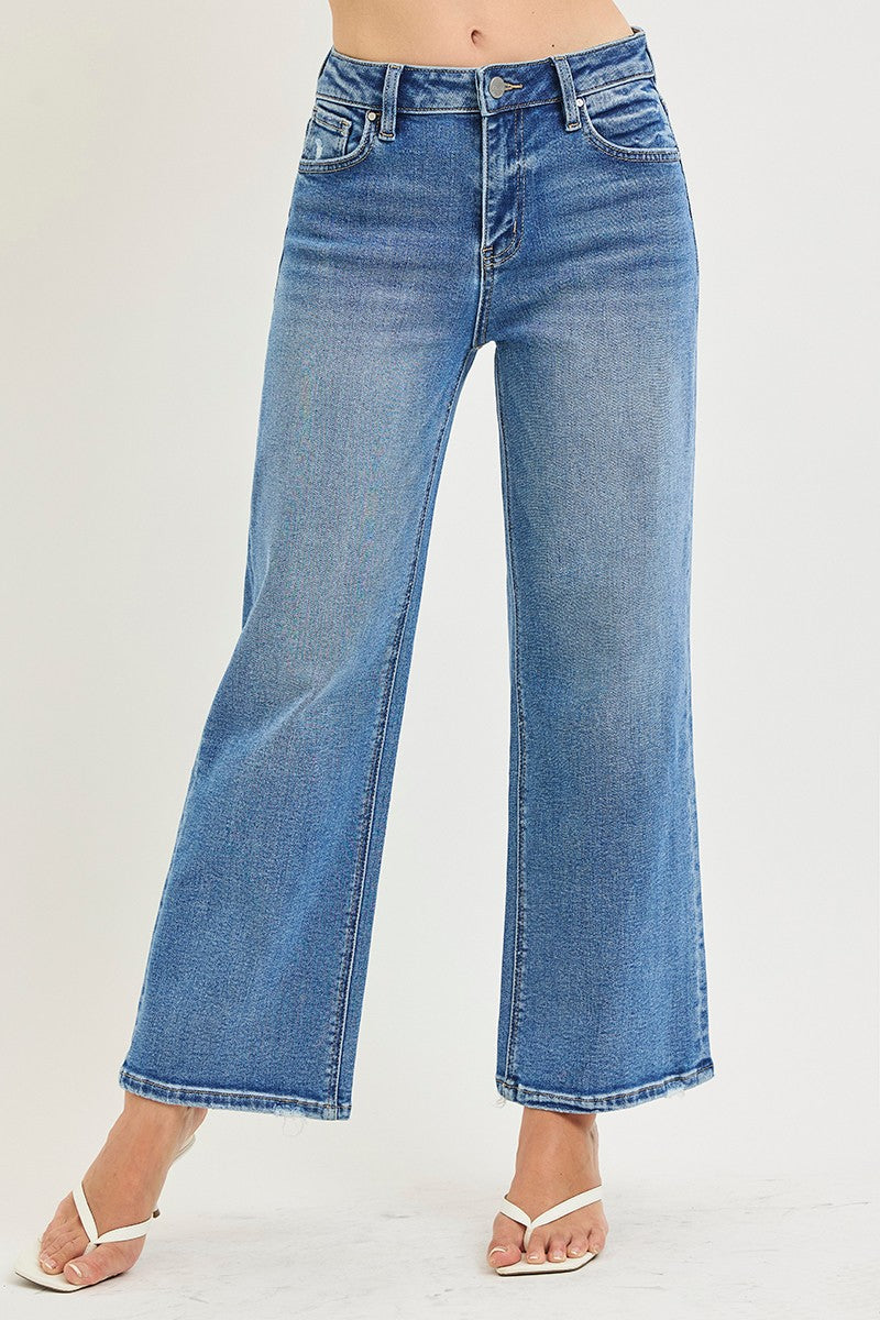 HIGH RISE CROPPED WIDE JEANS