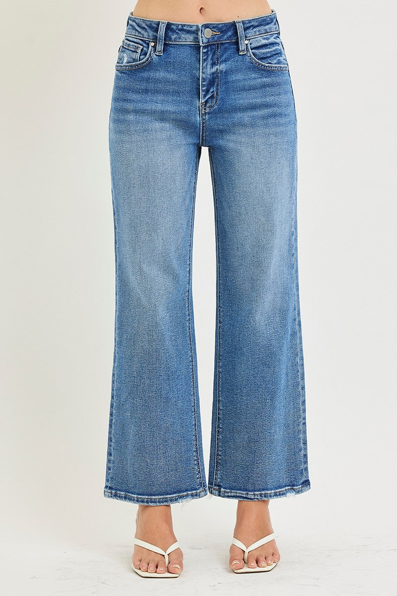HIGH RISE CROPPED WIDE JEANS