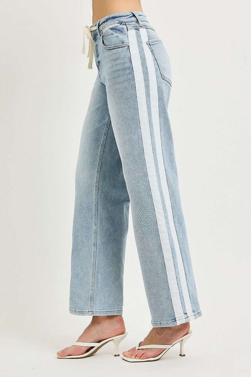 SLOUCHY BAGGY WAISTBAND DRAWSTRING AND SIDE CONTRAST STRAP
