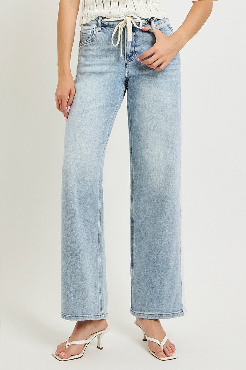 SLOUCHY BAGGY WAISTBAND DRAWSTRING AND SIDE CONTRAST STRAP