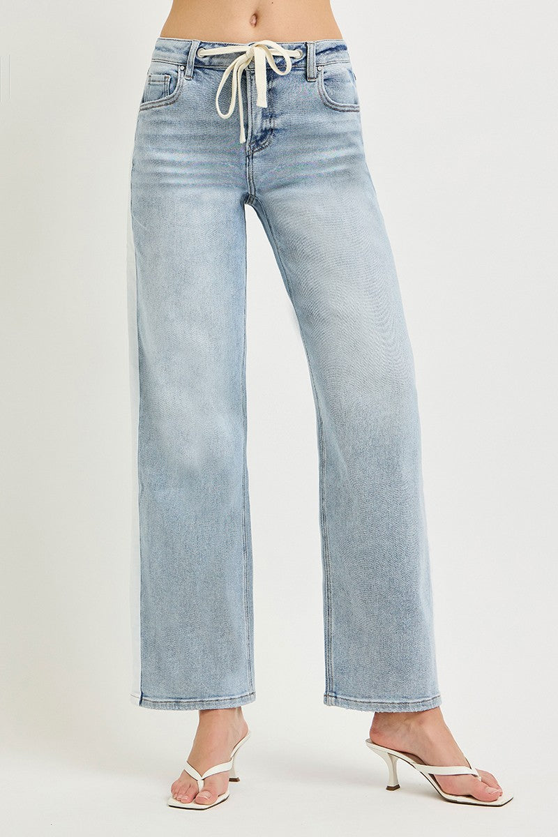 SLOUCHY BAGGY WAISTBAND DRAWSTRING AND SIDE CONTRAST STRAP