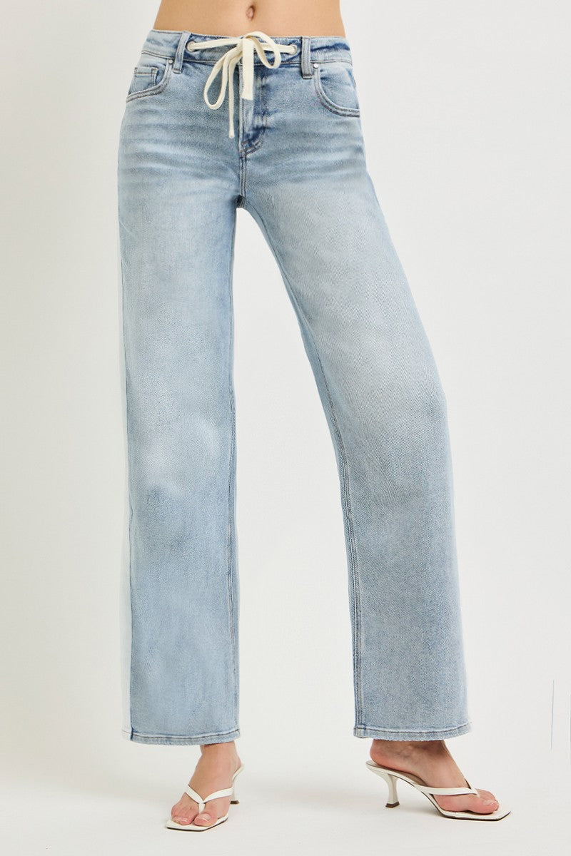 SLOUCHY BAGGY WAISTBAND DRAWSTRING AND SIDE CONTRAST STRAP