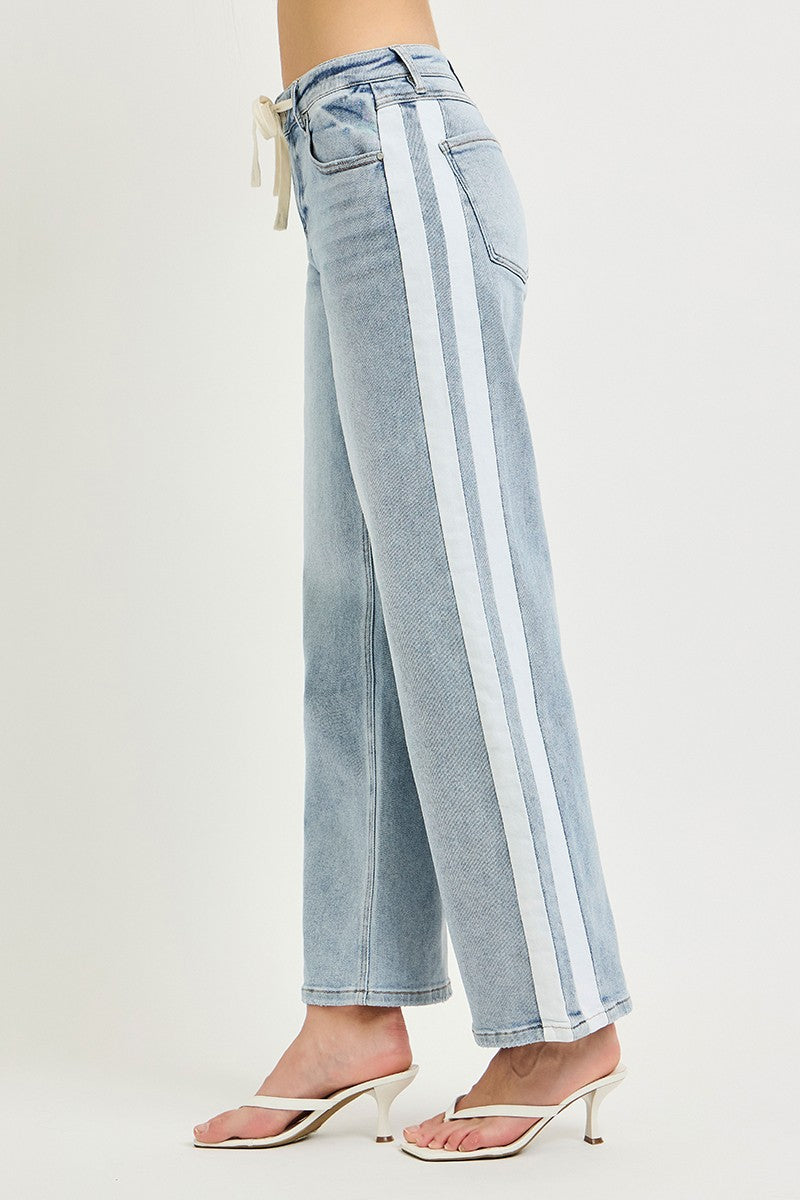 SLOUCHY BAGGY WAISTBAND DRAWSTRING AND SIDE CONTRAST STRAP