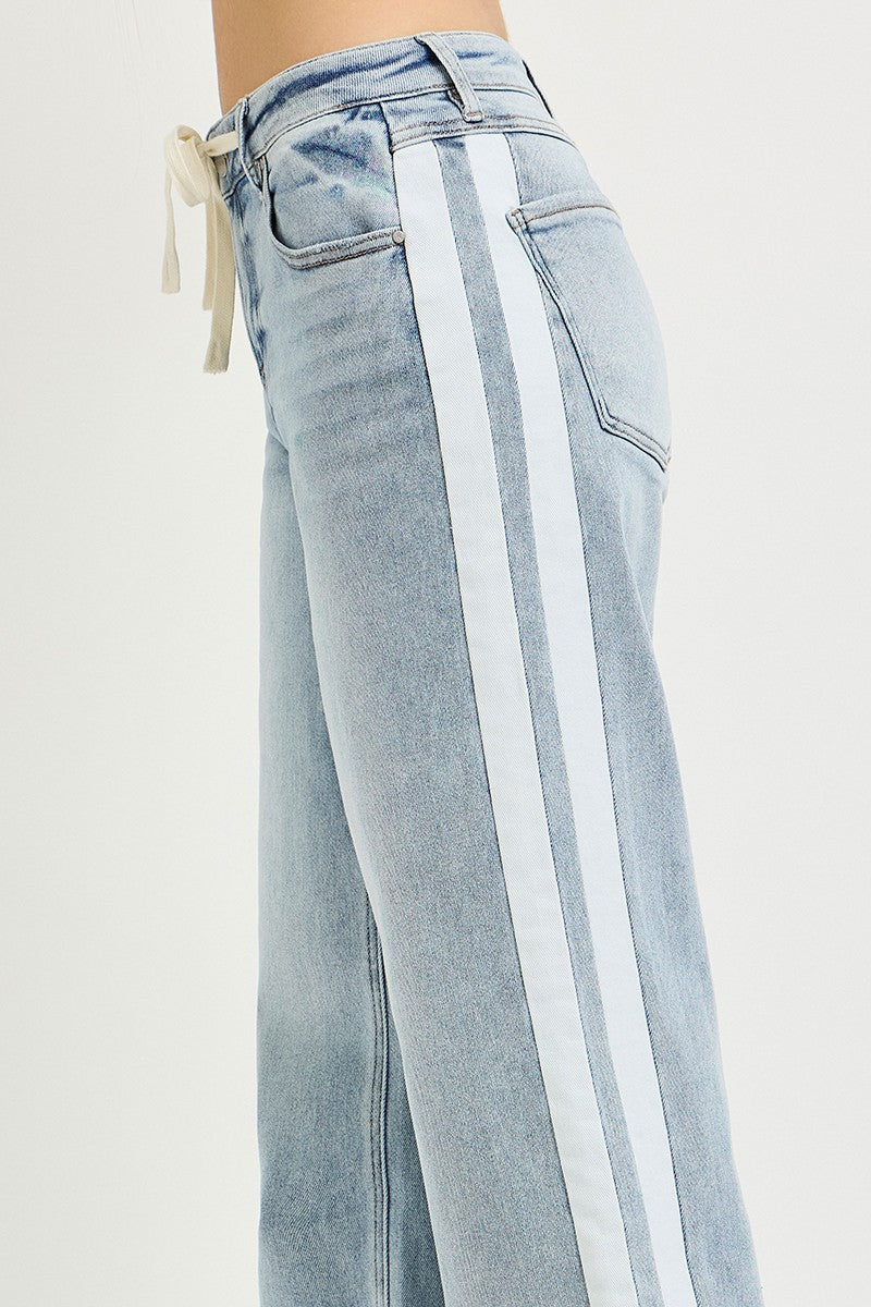 SLOUCHY BAGGY WAISTBAND DRAWSTRING AND SIDE CONTRAST STRAP