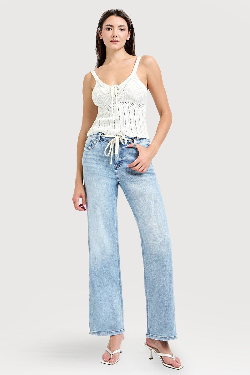 SLOUCHY BAGGY WAISTBAND DRAWSTRING AND SIDE CONTRAST STRAP