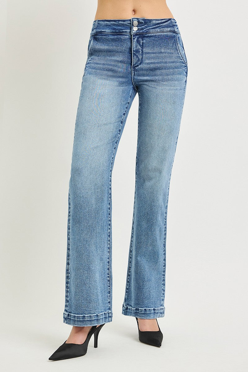 TUMMY CONTROL HIGH RISE BOOTCUT DOUBLE BUTTON DOWN