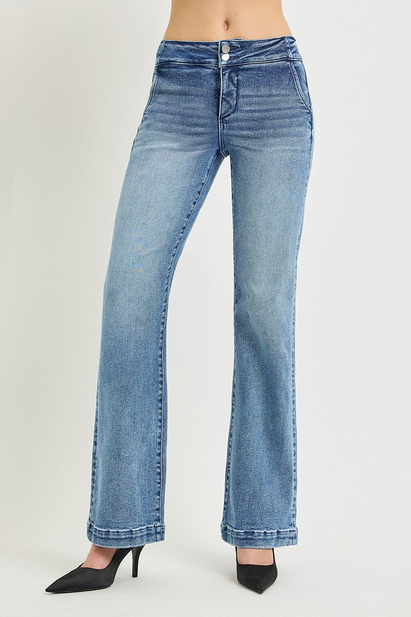TUMMY CONTROL HIGH RISE BOOTCUT DOUBLE BUTTON DOWN