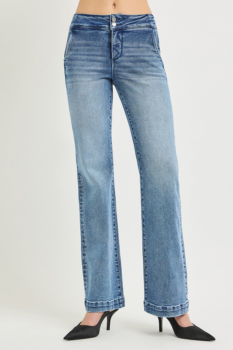TUMMY CONTROL HIGH RISE BOOTCUT DOUBLE BUTTON DOWN