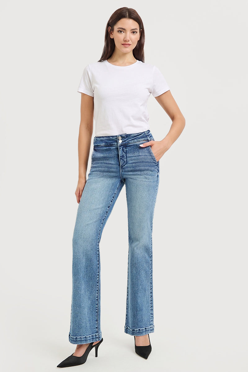 TUMMY CONTROL HIGH RISE BOOTCUT DOUBLE BUTTON DOWN