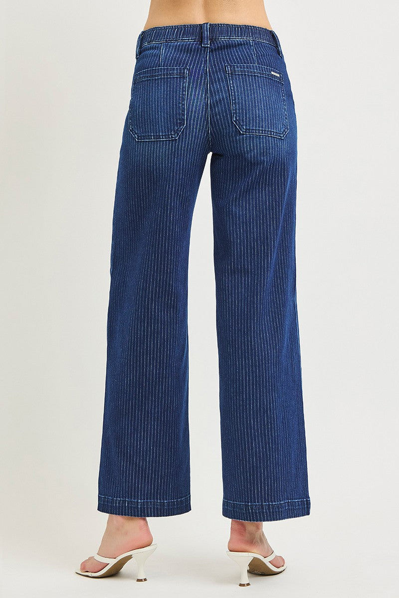 ELASTIC BAND SLOUCHY WIDE JEANS WITH ADJUSTABLE DRAWCORD