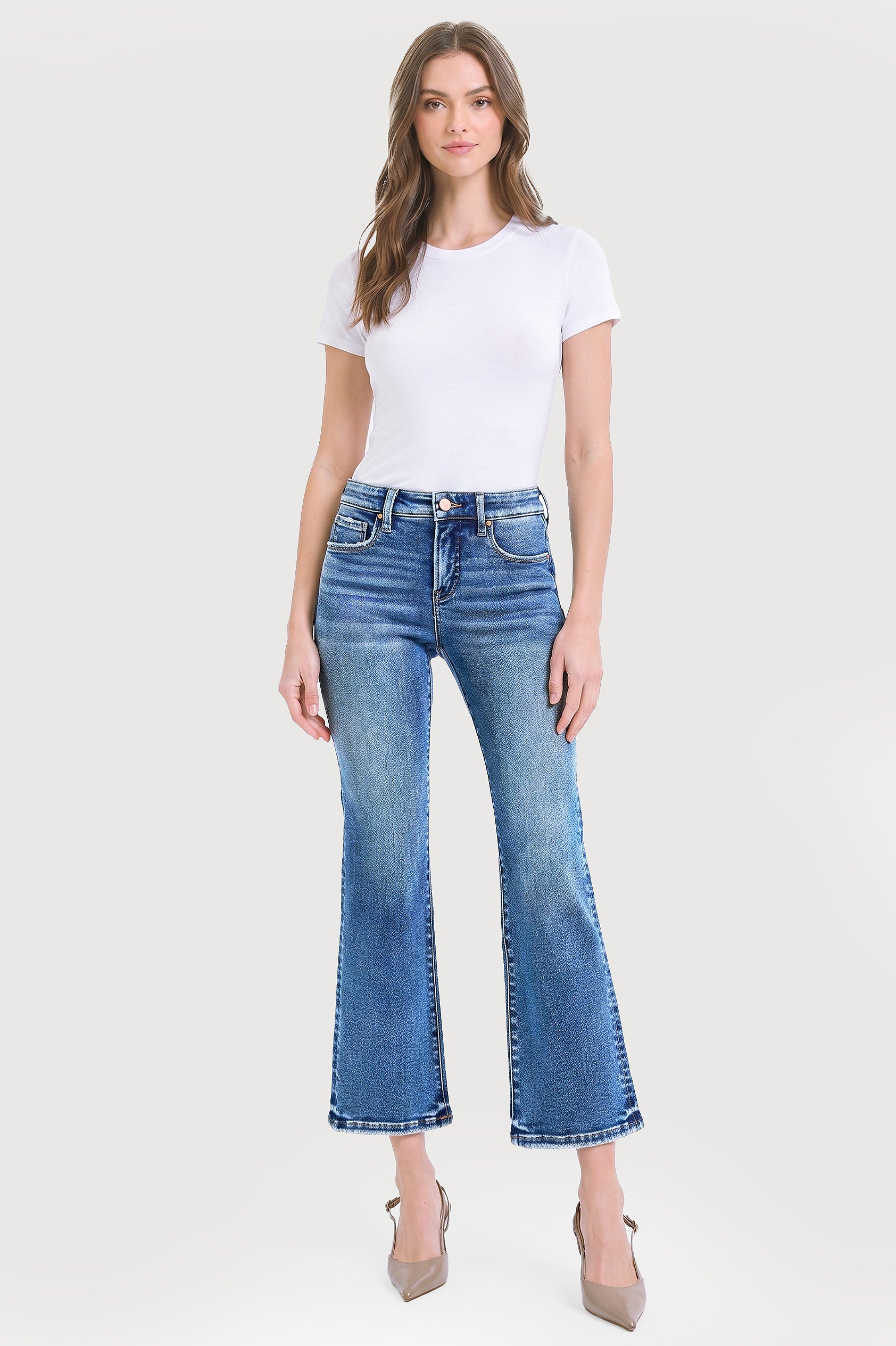 TUMMY CONTORL HIGH RISE CROP BOOTCUT JEANS