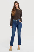 TUMMY CONTROL MID RISE SLIM ANKLE STRAIGHT JEANS