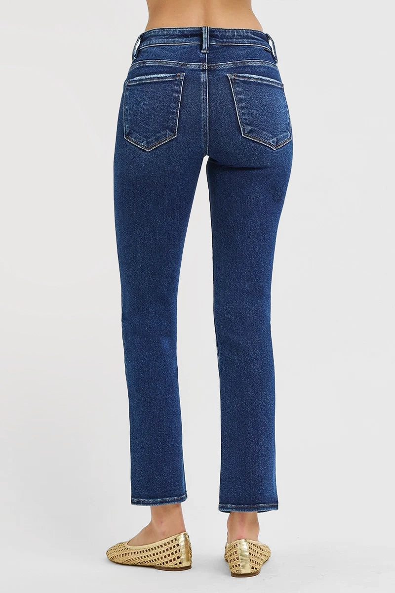 TUMMY CONTROL MID RISE SLIM ANKLE STRAIGHT JEANS
