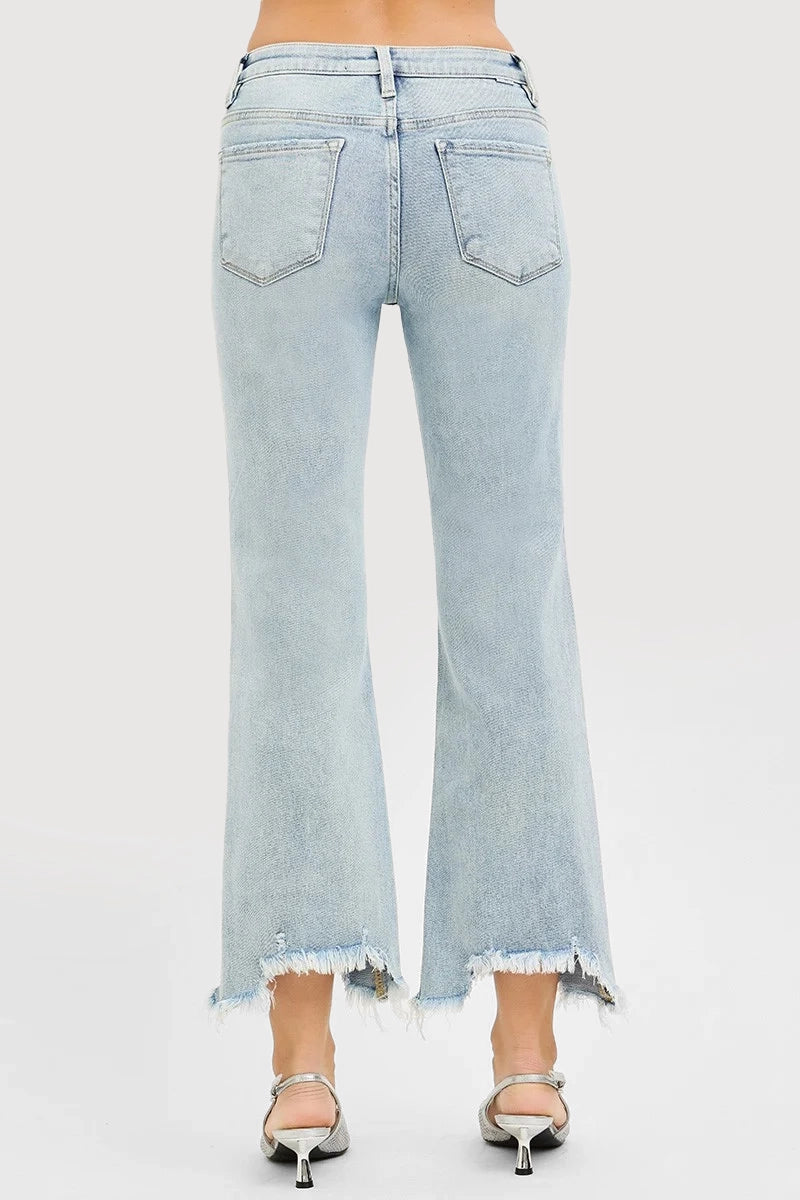 MID RISE STRAIGHT STEP HEM PANTS