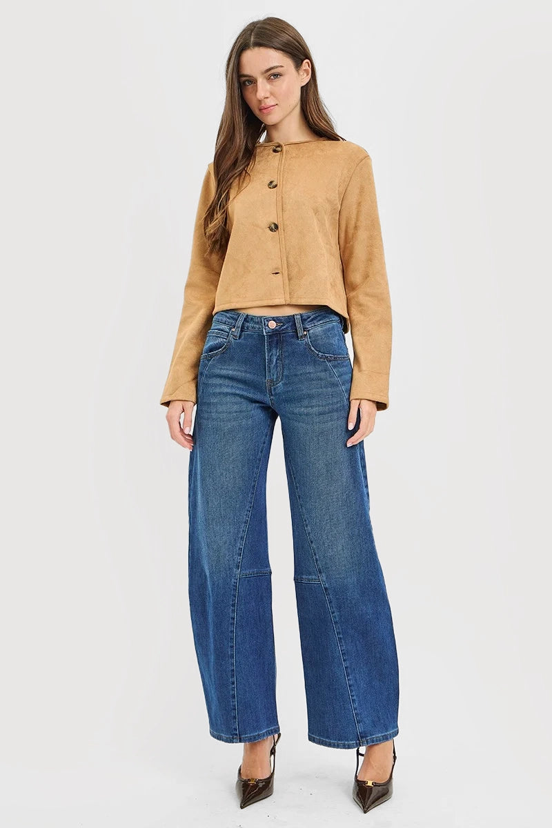 SLOUCHY BARREL TWISTED SEAM DETAIL JEANS