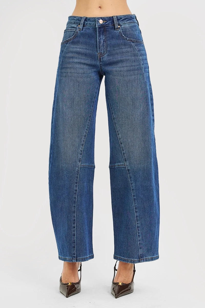 SLOUCHY BARREL TWISTED SEAM DETAIL JEANS