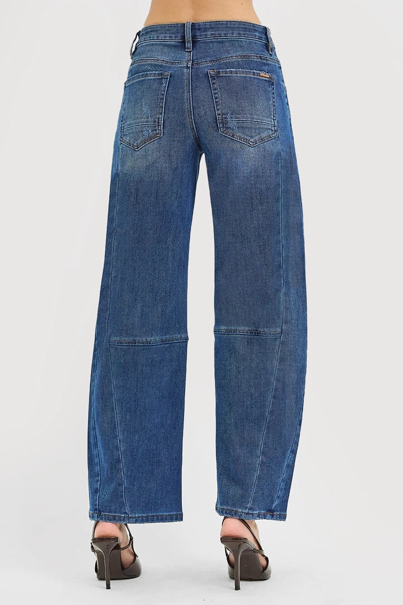 SLOUCHY BARREL TWISTED SEAM DETAIL JEANS