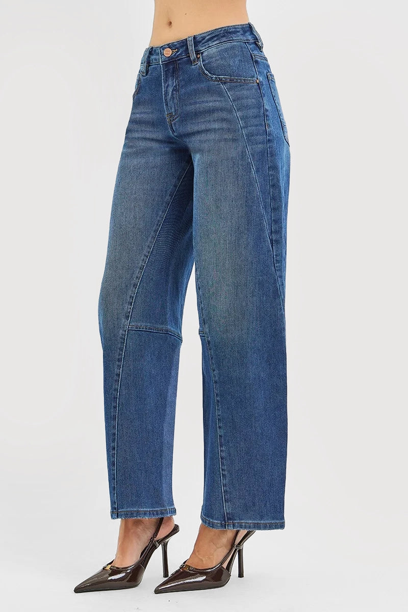 SLOUCHY BARREL TWISTED SEAM DETAIL JEANS
