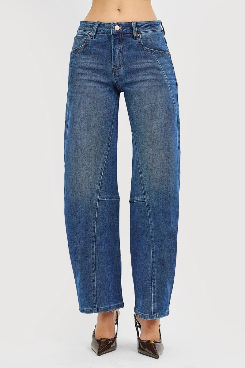 SLOUCHY BARREL TWISTED SEAM DETAIL JEANS
