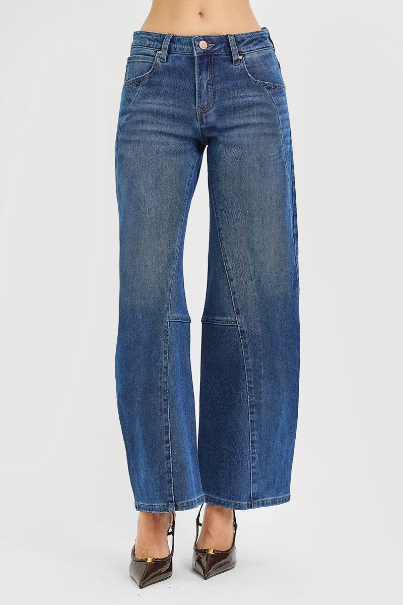 SLOUCHY BARREL TWISTED SEAM DETAIL JEANS