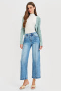 TUMMY CONTROL ELASTIC BAND HIGH RISE ANKLE STRAIGHT JEANS