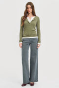 HIGH RISE WIDE LEG SLANT POCKET PANTS
