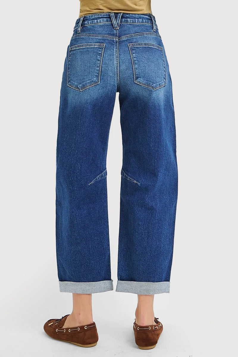 SLOUCHY CROP BARREL PATCH POCKET JEANS