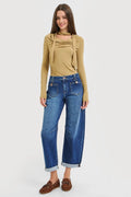 SLOUCHY CROP BARREL PATCH POCKET JEANS