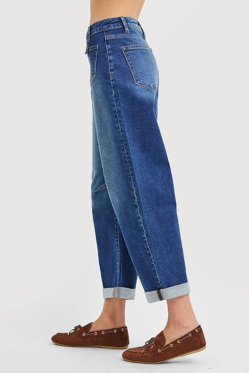 SLOUCHY CROP BARREL PATCH POCKET JEANS