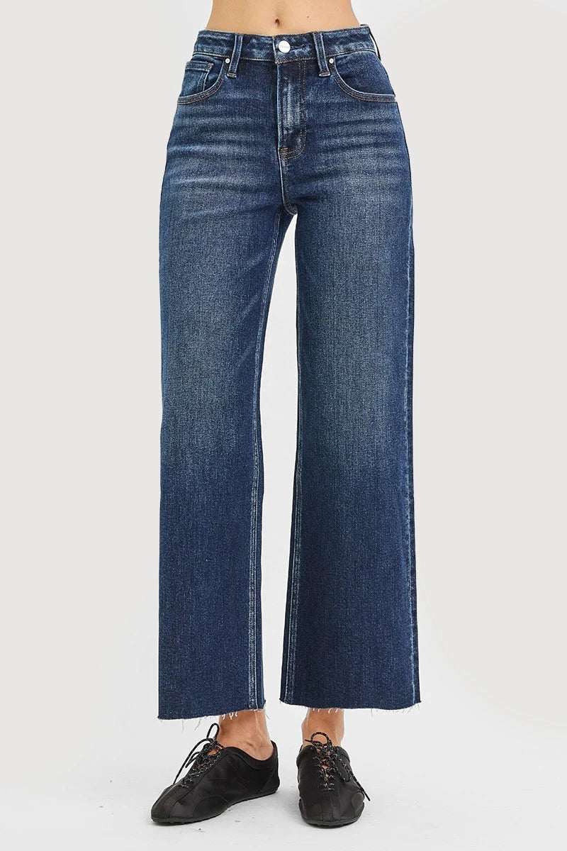 HIGH RISE CROPPED WIDE JEANS