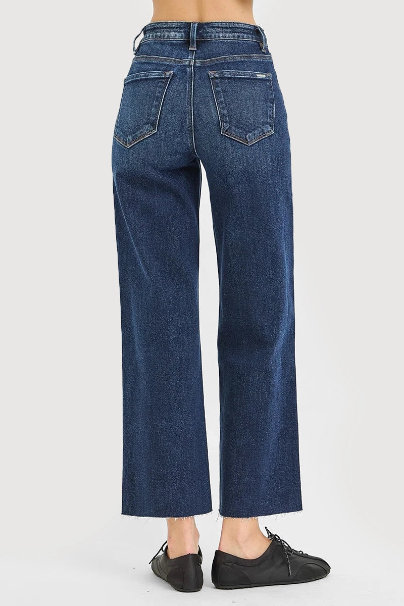 HIGH RISE CROPPED WIDE JEANS
