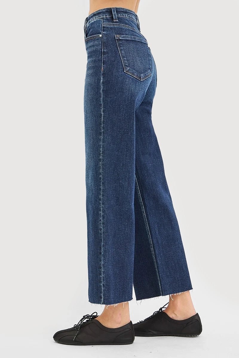 HIGH RISE CROPPED WIDE JEANS