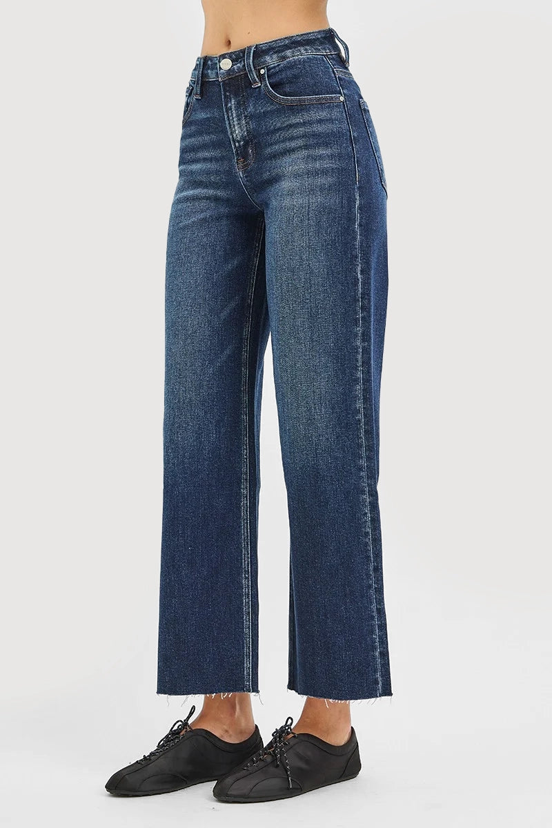 HIGH RISE CROPPED WIDE JEANS