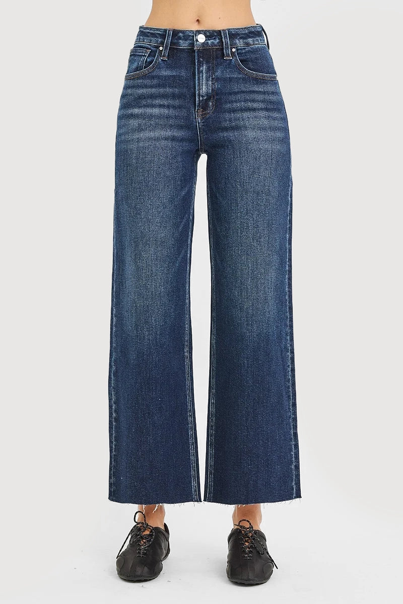 HIGH RISE CROPPED WIDE JEANS