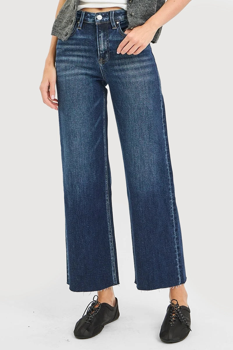 HIGH RISE CROPPED WIDE JEANS