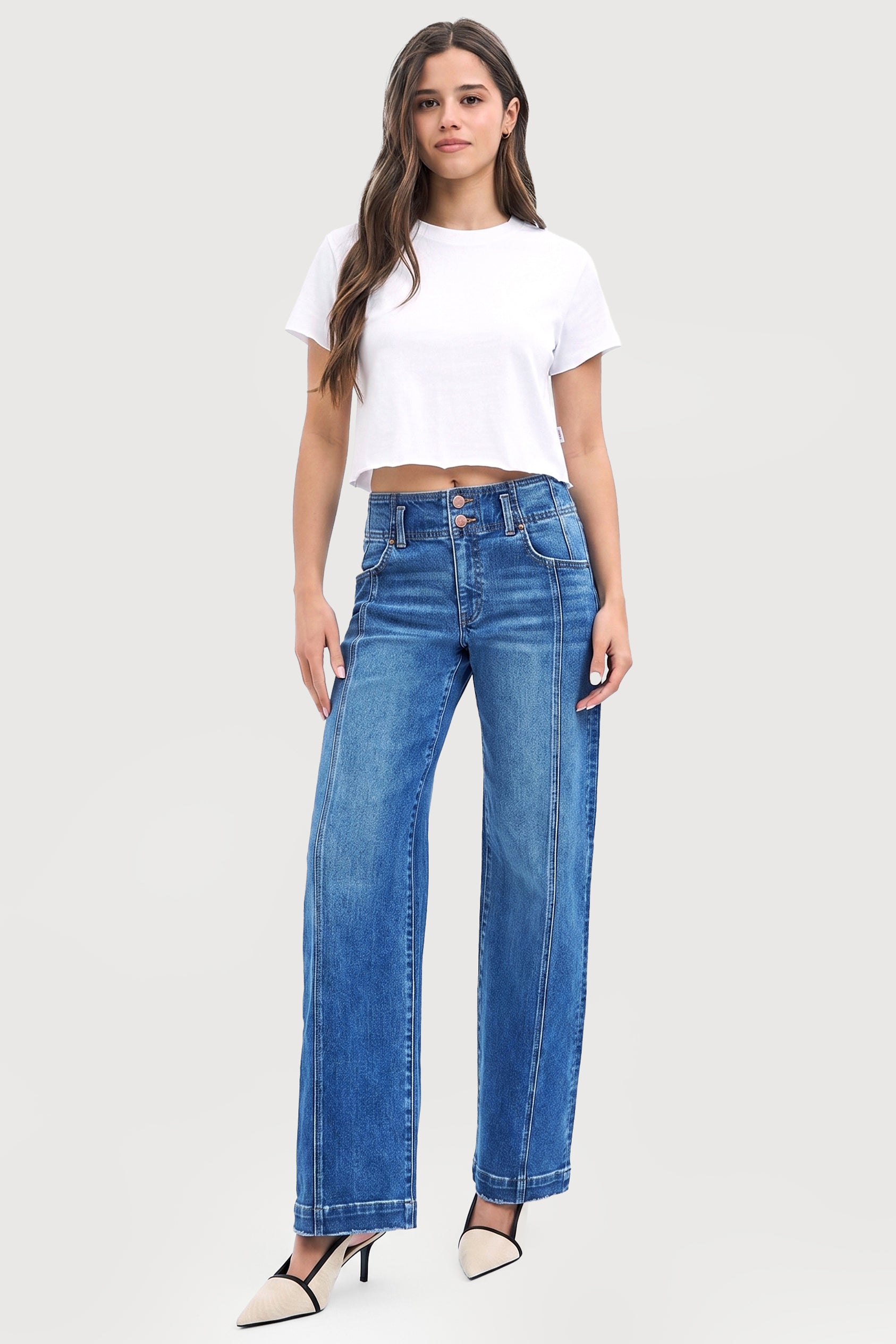MID RISE FIT WIDE BAGGY JEANS