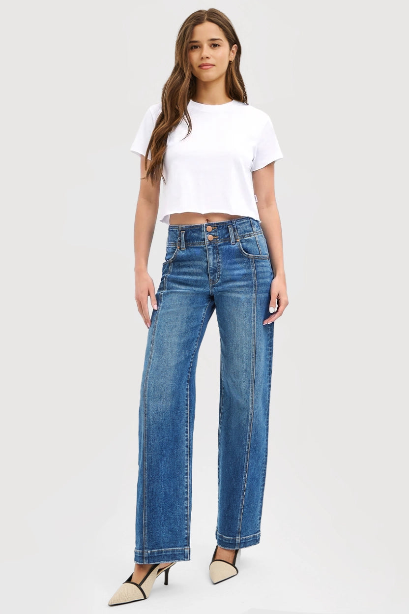 MID RISE FIT WIDE BAGGY JEANS