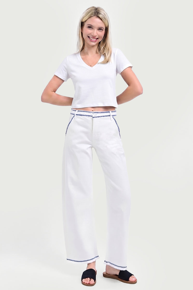 TUMMY CONTROL HIGH RISE CROP BARREL EMBROIDERED
