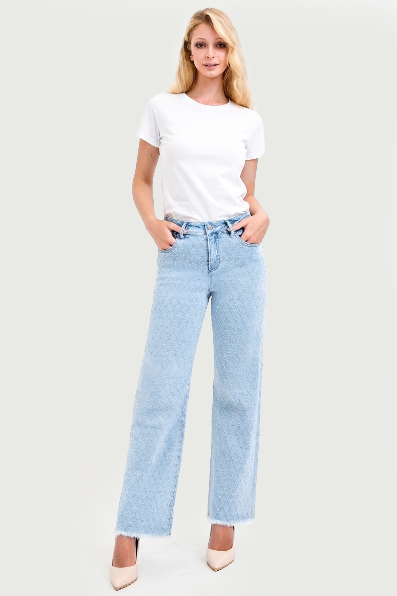 TUMMY CONTORL HIGH RISE ANKLE STRAIGHT TEXTURED JEAN