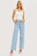 TUMMY CONTORL HIGH RISE ANKLE STRAIGHT TEXTURED JEAN