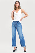 ELASTIC BAND SLOUCH ANKLE BOYFRIEND CUFFED HEM