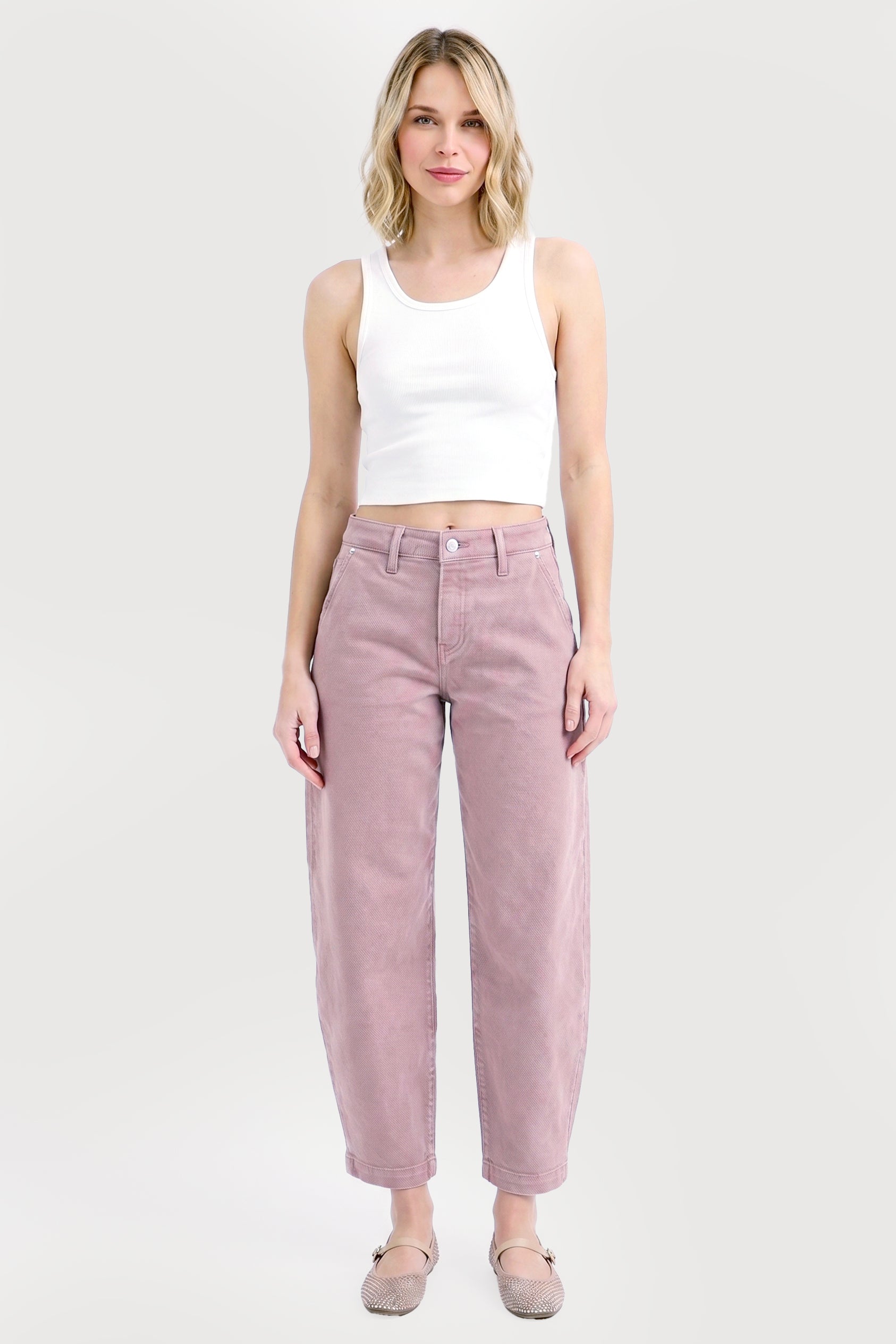 TUMMY CONTROL HIGH RISE CROP BARREL PANTS