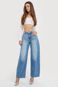 SLOUCHY BARREL STAR EMBROIDERED JEANS