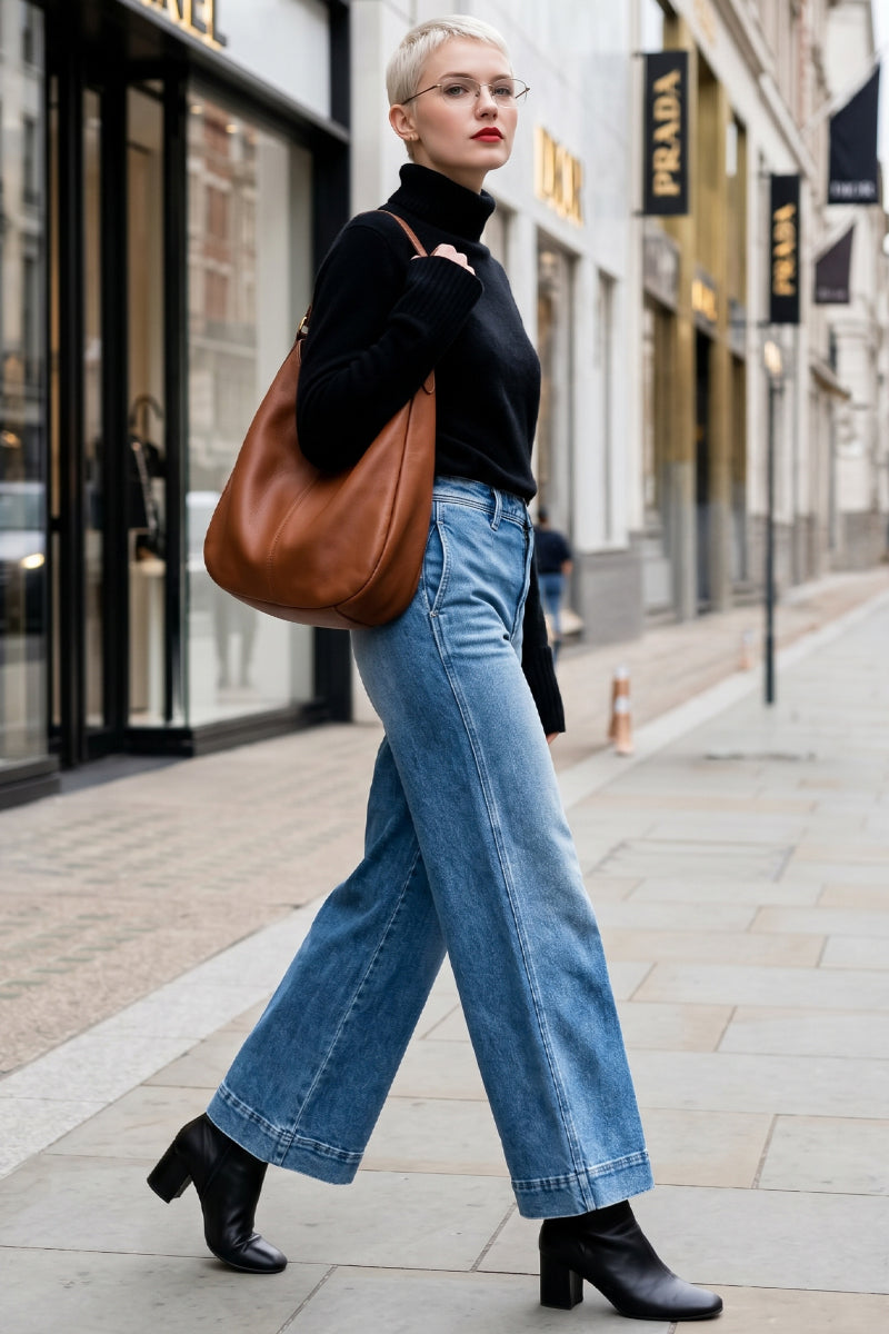 SLOUCHY ANKLE WIDE JEANS